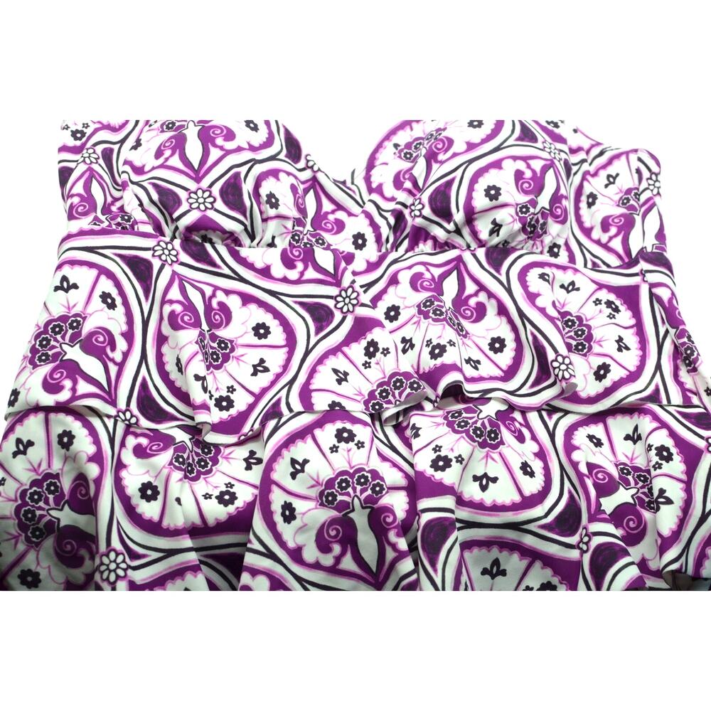 Swim Solutions Women's Printed Tiered Fauxkini One-Piece Swimsuit - Picture 4 of 5